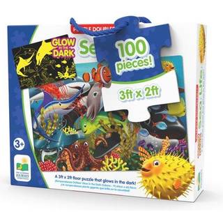 Learning Journey Puzzle fordobler gl?d i m?rket - havlivet - 100 stykke gl?d i det m?rke b?rnehavepuslespil (3 x 2 fod) - Uddannelsesgaver til dr