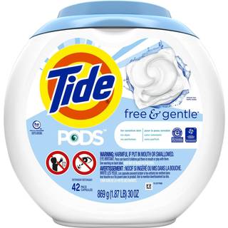 Tide Pods Free & Gentle vaskeri Detergent Soap PACS 42 Tæl tidevand Pods Vaskeri Detergent
