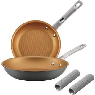 Ayesha Curry Home Collection Rustfrit st?l Nonstick Frying Pan Set / Fry Pan Set / rustfrit st?lpande s?t - 9,25 tommer og 11,5 tommer s?lv