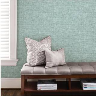 Nuwallpaper Nu2919 Aqua Poplin Tekstur Peel & Stick Wallpaper Blue