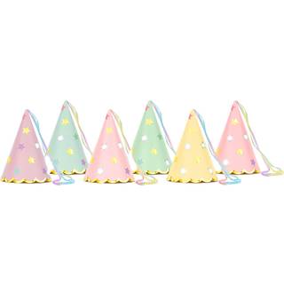 6 stk. Festlige Stjerneglitter Huer, Blandede Farver, 14.5 cm, Perfekt til Enhver Festlig Lejlighed