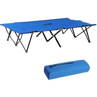 Double Folding Camping Cot with Carry Bag - Blue
