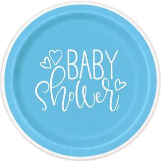 Babyshower paptallerkner dreng blå 8x