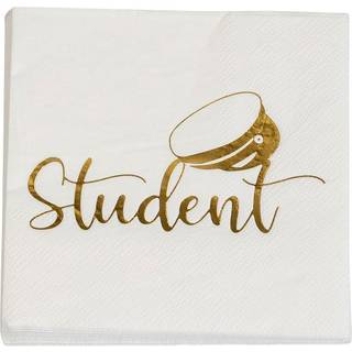 Servietter Student 16 Stk. - Guldmetallic