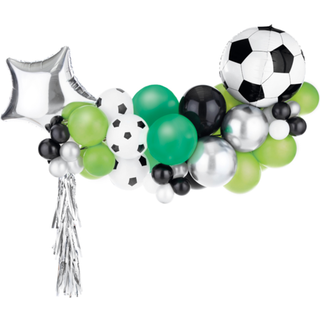 Ballonguirlande Fodboldtema Fleksibel 150x126 cm – Inkl. Sølv Folieballoner & Guirlandetape