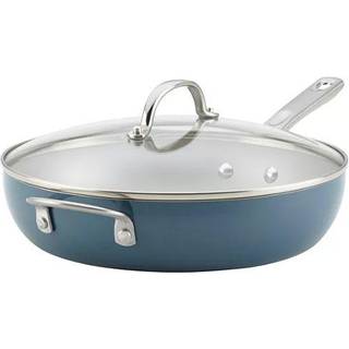 Ayesha Curry Home Collection Porcelain Emalje Nonstick Covered Deep Skillet med hj?lperh?ndtag 12 tommer Frying Pan Glass L?g Brunt sukker