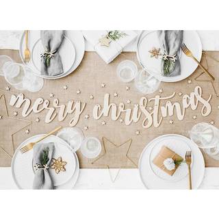 Merry Xmas banner af træ 17 x 87 cm