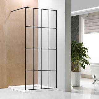 Nortiq New York brusevæg 80 cm i mat sort profil og sprosser