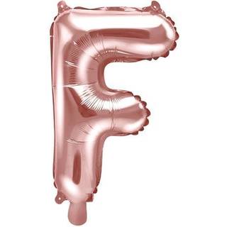 1 stk. Folieballon F bogstav rosa guld 35 cm - Perfekt til festlig dekoration