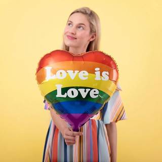 Regnbue "Love is Love" Folieballon 35 cm – Perfekt til fejring af mangfoldighed