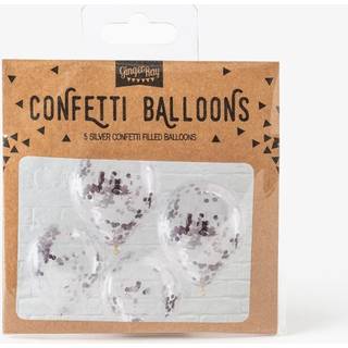 5 stk Konfetti ballon - Sølv 12" - 30 cm