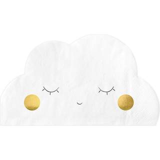 20 stk. Hvide Servietter med Sky-Mønster, Foldet til 16x9.5cm