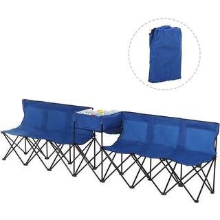 6-Seat Folding Camping Bench with Cooler - Blue