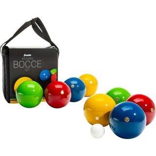 Franklin Sports 100 mm petanqueboldst - 8 bocciabolde i tr og 1 pallino - plne eller udendrs festspil til stranden i baghaven - lavet i Itali