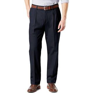 Dockers herres klassiske fit-signatur Khaki Lux Cotton Stretch Pants-Pleated (Regelm?ssig og Big & Tall) Navy 32W X 30L