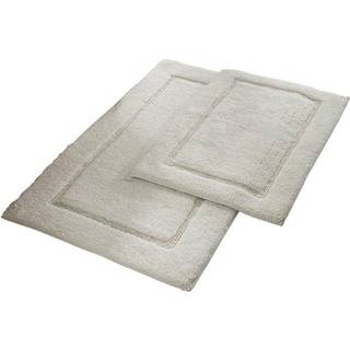 Amrapur oversøiske 2-pakker solid sløjfe med skridsikre backing-bademåtte (17-tommer med 24-tommer og 21-tommer med 34-tommer) hvid