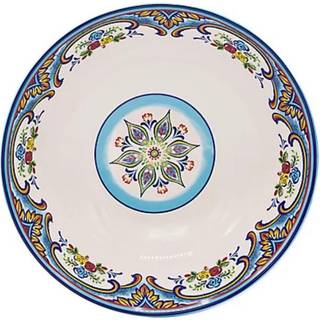 Euro Ceramica Zanzibar Collection Vibrant 12,75 '' Keramisk rund som serverar skål Spansk blommig design Multicolor