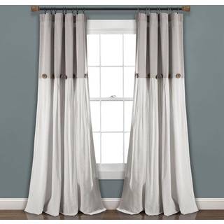 Frodig indretning linned knap vindue gardin panel single 40 """" w x 108 """" l mørk linned - landgardiner - rustik indretning - farveblok moderne bo