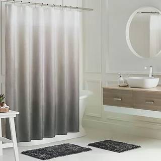 Creative Home Ideas - Ombre badev?relsesindretning s?t | 16 stykker | Inkluderer bruseforh?ng 2 Chenille Bathmats og 12 kroge | M?ler 70 """" x72 ""
