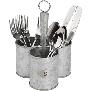 Mind Reader redskabsholder sølvtøjsarrangør Caddy bestikholder galvaniseret metal 7 """" L x 7 """" W x 10.25 """" H Silver