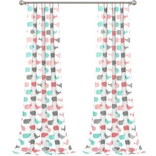 Frodig indretning lyser?d og aqua hval gardiner-dyr havprint design lys filtreringsvindue panel s?t til ophold spisestue (par) 84 """" x 52 """"