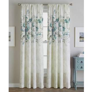 CHF akvarelblomsterprint flip over stanglommen enkelt gardinpanel 84 i Aqua