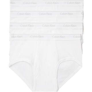 Calvin Klein Cotton Classics 4-pak Herre Briefs - Hvid, Ren bomuld, Originalt logo-taljebånd, Størrelse M