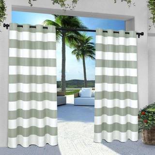 Exklusivt hem cabana stripe inomhus/utomhusljusfiltrering av grommet toppgardinpanel 54 """" x96 """" tealuppsättning av 2