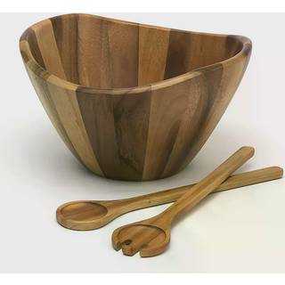 Lipper International Acacia Large Wave Bowl med servere 162.31 Fl.oz. Brun