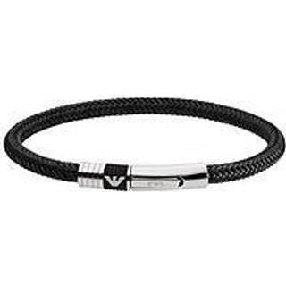 Emporio Armani Braided Black Leather Stainless Steel Men’s Bracelet EGS1624001