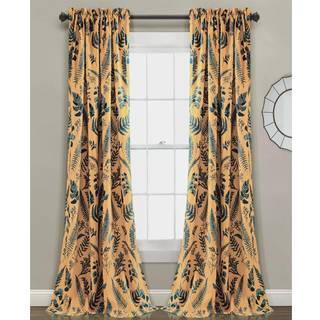 Frodig indretning Devonia Allover Light Filtring Window Curtain Panel Pair 52 """" W X 84 """" L Yellow & Blue