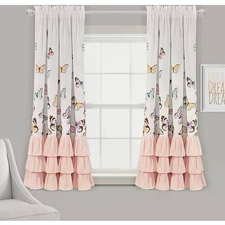 Lush Decor Flutter Butterfly Window Curtain Panel Pair 52 """" W X 63 """" L Pink