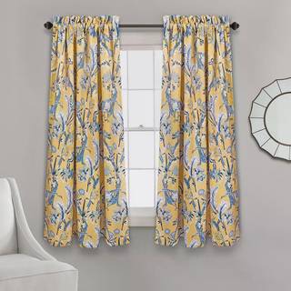 Frodige indretning Gule gardiner Dolores m?rkere vindue s?t til stue spisestue sovev?relse 108 """" x 52 """" bl? 108 i x 52 i panelpar