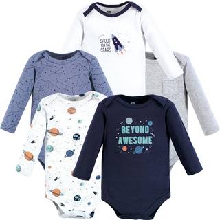 Hudson Baby Baby Girls Cotton Longærme bodysuits og småbarn T-shirt Sæt plads 5-Pack 6-9 måneder os