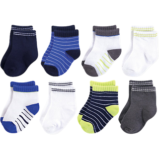 Hudson Baby Unisex Cotton Rich Newborn and Terry Socks Navy Charcoal 6-12 måneder