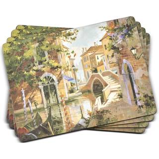 Pimpernel Venetian Scenes Collection Placemats | S?t af 4 | Varmebestandige m?tter | Cork-st?ttet bestyrelse | H?rdt placemat s?t til spisebord |