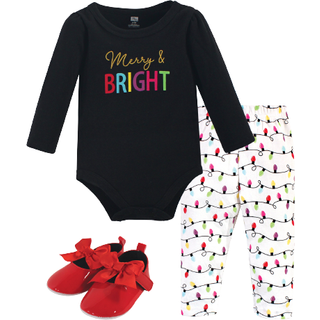 Hudson Baby Unisex Baby Bomuld Bodysuit Bukse- og Skos?t Merry & Bright 12-18 m?neder
