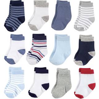 Hudson Baby Unisex Cotton Rich Newborn and Terry Socks Boy Stripe Hvid 0-6 måneder