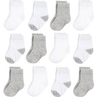 Hudson Baby Unisex Cotton Rich Newborn og Terry Socks White Grey 0-6 måneder