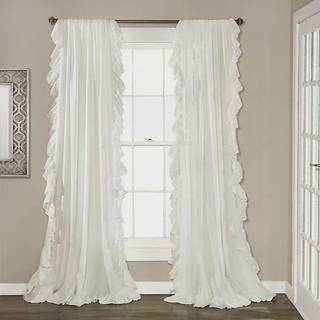 Frodig indretning Reyna Ruffle Windows Gardin Panel Set par 54 """" W X 84 """" L Pink - Flowy Curtain Set - Romantisk Ruffle Curtain til soveværelse
