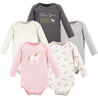 Hudson baby unisex baby bomuld langærmet bodysuits guld enhjørning 0-3 måneder