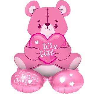 Folieballon m. Base Bear 'It's a Girl' (Pink, 61cm)