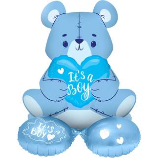 Folieballon m. Base Bear 'It's a Boy' (Blå , 61cm)