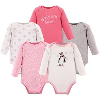 Hudson baby unisex baby bomuld langærmet bodysuits pink penguin 0-3 måneder os