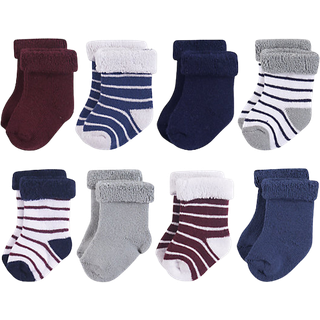 Hudson Baby Unisex Cotton Rich Newborn and Terry Socks Stripe Boy 12-24 måneder os