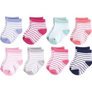 Hudson Baby Unisex Cotton Rich Newborn and Terry Socks Stripes Girl 0-6 måneder os