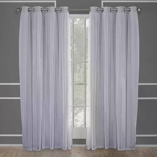 Town & Country Luxe Exclusive Home Catarina Layered Solid Room Darkering Blackout og Sheer Grommet Top Curtain Panel Pair 52x63 Cloud Gray 2 Coun
