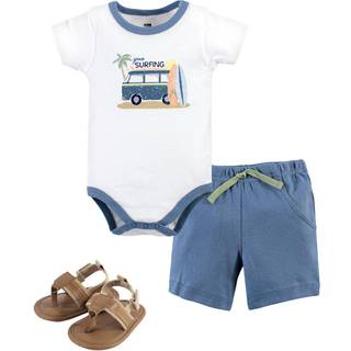 Hudson Baby Unisex Baby Bomuld Bodysuit Shorts og Skos?t Gone Surfing 3-6 m?neder