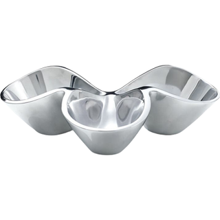 Nambe Bella Triple Condiment Server | 3 Del opdelt serveringsbakke til krydderier dypper appetitv?kkere og snacks | Lavet af metallegering | Desi