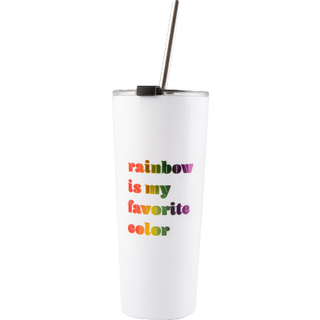 Cambridge 2 pakke hvide 24 oz halm tumblere med metallisk yndlingsfarveoverføringsbillede 0 regnbue er min favorit